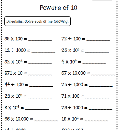 Common Core Worksheets (5th Grade Edition)