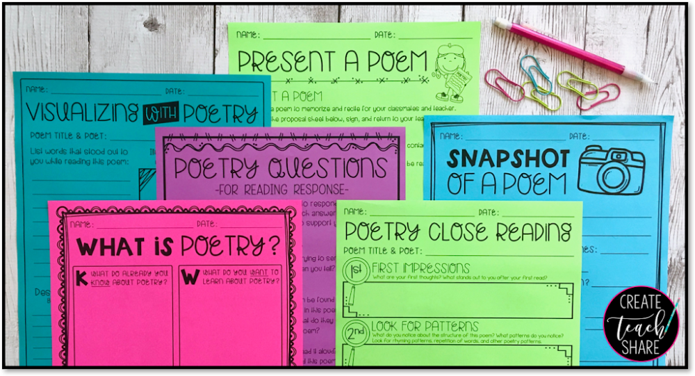 a-collage-of-images-with-the-words-7-ways-to-celebrate-poetry-classroom