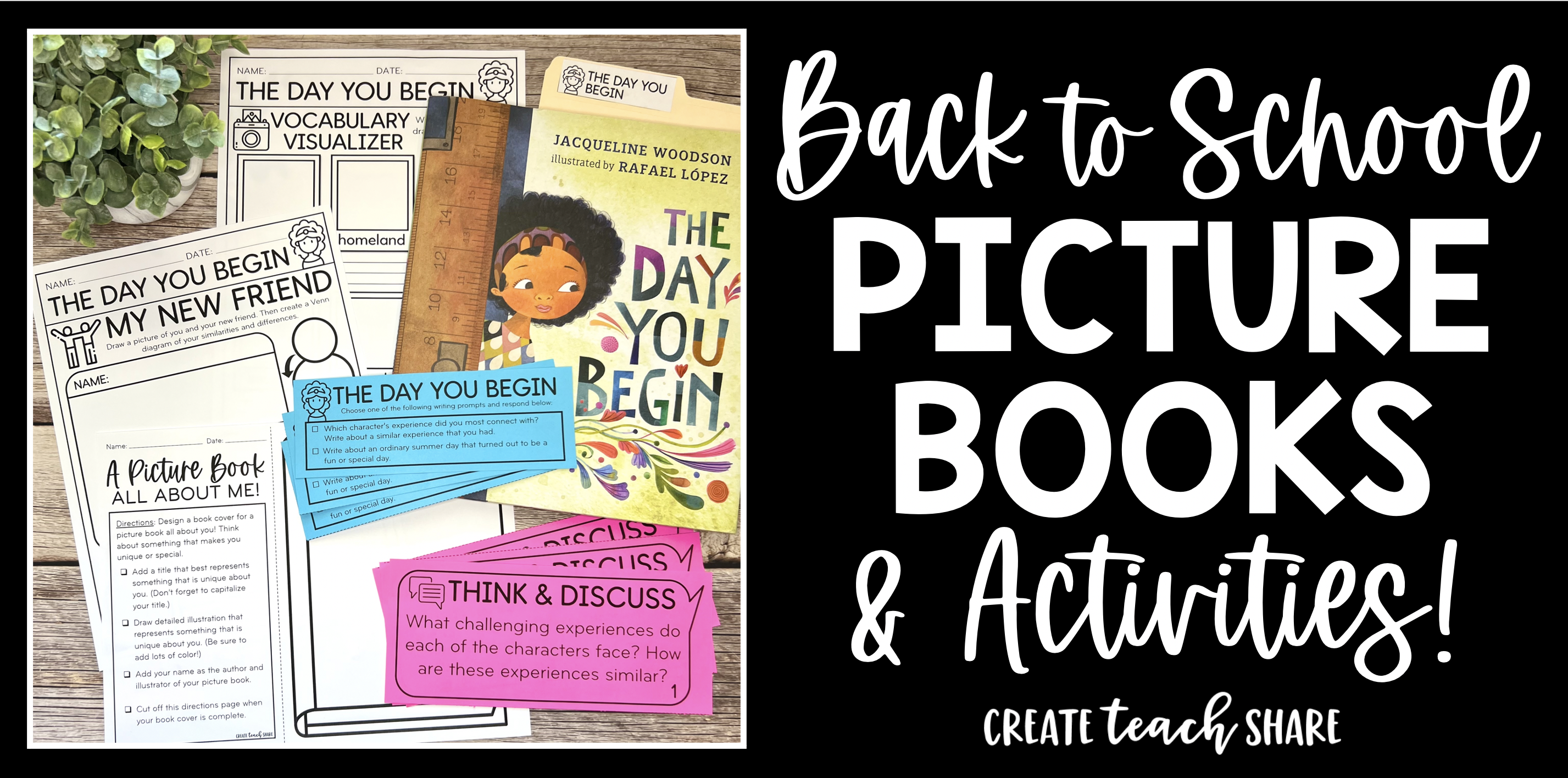 Featured Image. Picture of the book The Day You Begin, plus activities to go with the book. Title: Back to School Picture Books & Activities